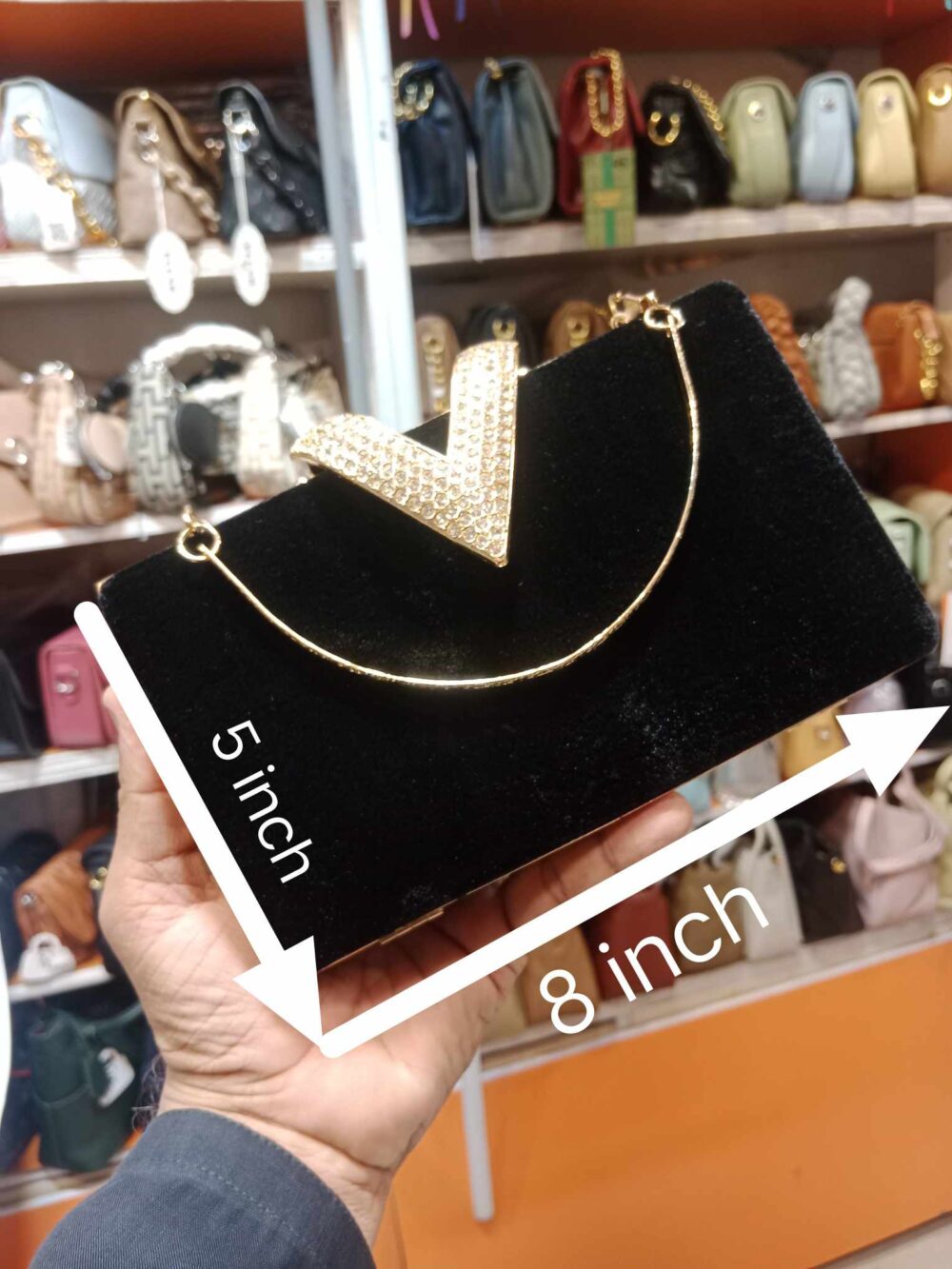 Valvet bridal Clutch with metal body for Girls - Image 6