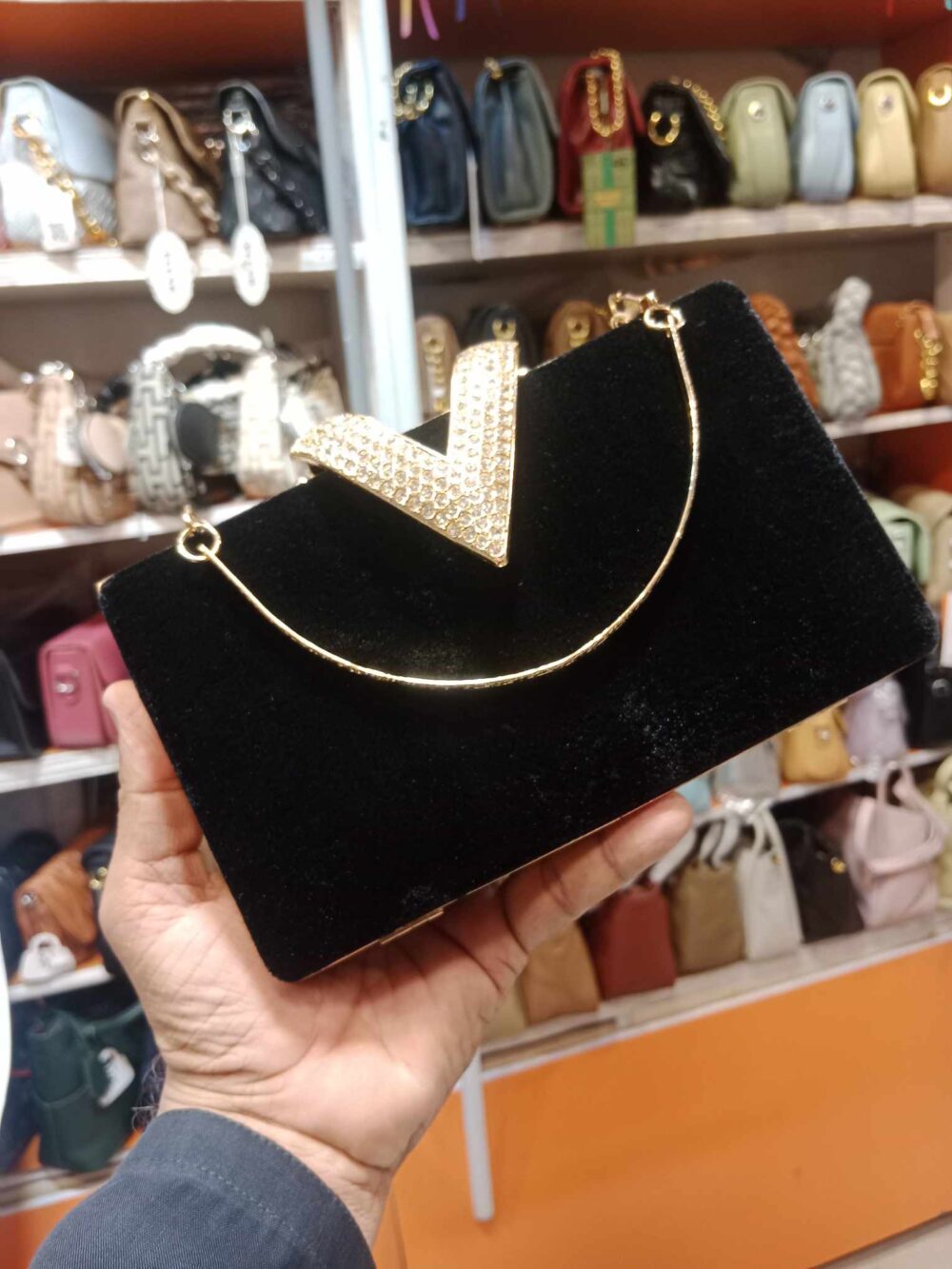 Valvet bridal Clutch with metal body for Girls - Image 3