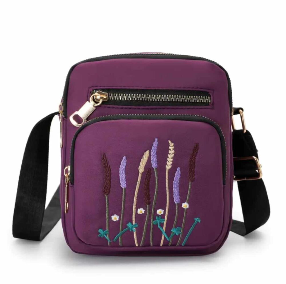 stylish cross body top handle embroidery multiple pockets  bag for girls - Image 2