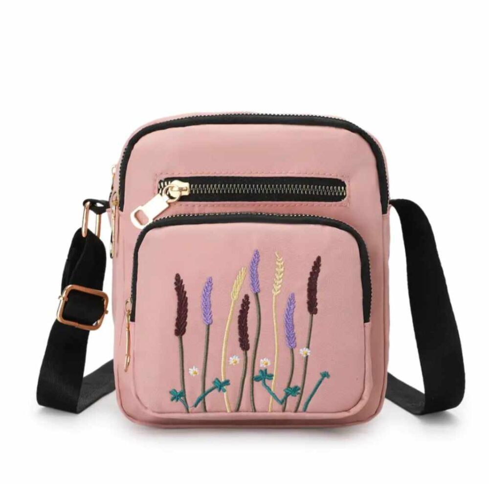 stylish cross body top handle embroidery multiple pockets  bag for girls - Image 4