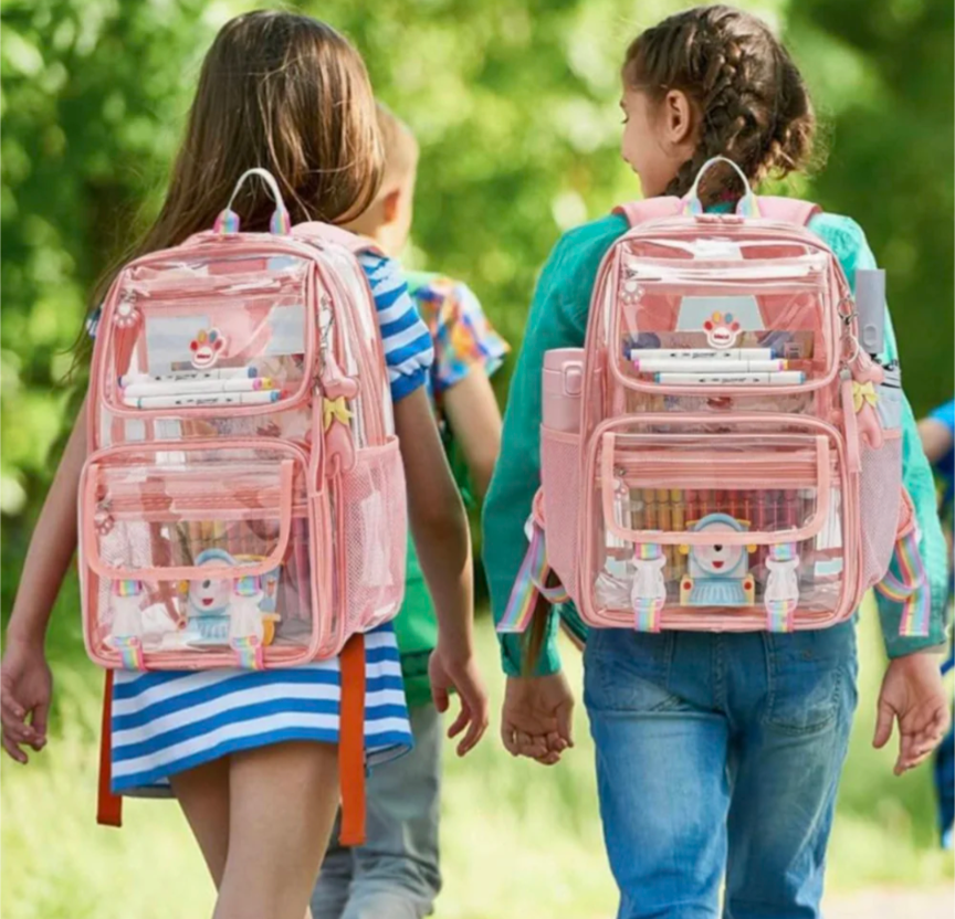 Maod Clear Backpack for Girls Cute Transparent Heavy Duty Kids School Book Bags, Purple, Medium, Clear Backpack - Image 6