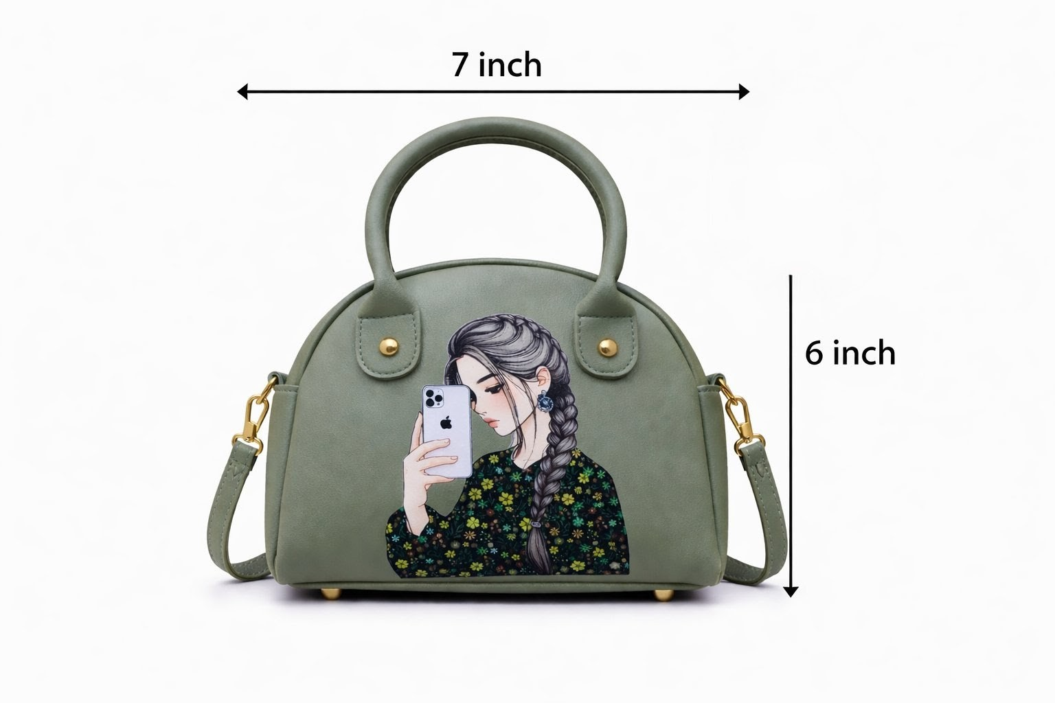 Mini Cute Handbag for Girls β PU Leather Crossbody Bag with Printed hijab Design & Top Handle - Image 11