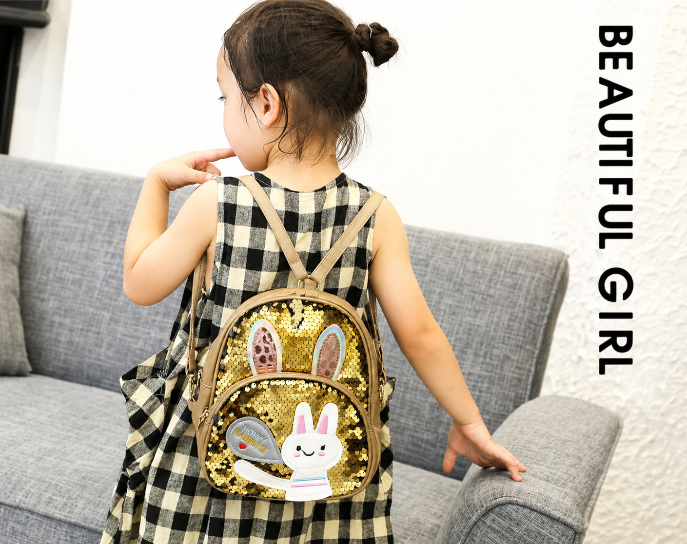 Sparkling Bunny Sequin Kids Backpack β Cute Mini Shoulder Bag for Girls - Image 9
