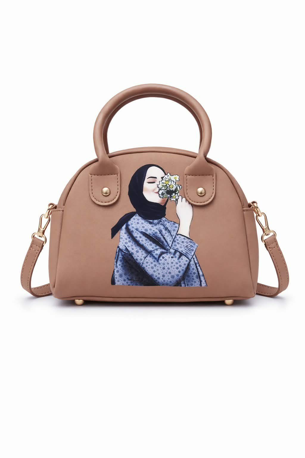 Mini Cute Handbag for Girls β PU Leather Crossbody Bag with Printed hijab Design & Top Handle - Image 8