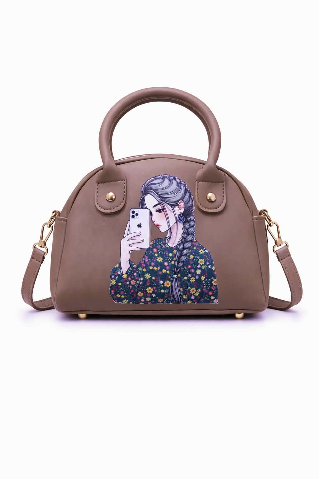 Mini Cute Handbag for Girls β PU Leather Crossbody Bag with Printed hijab Design & Top Handle - Image 6