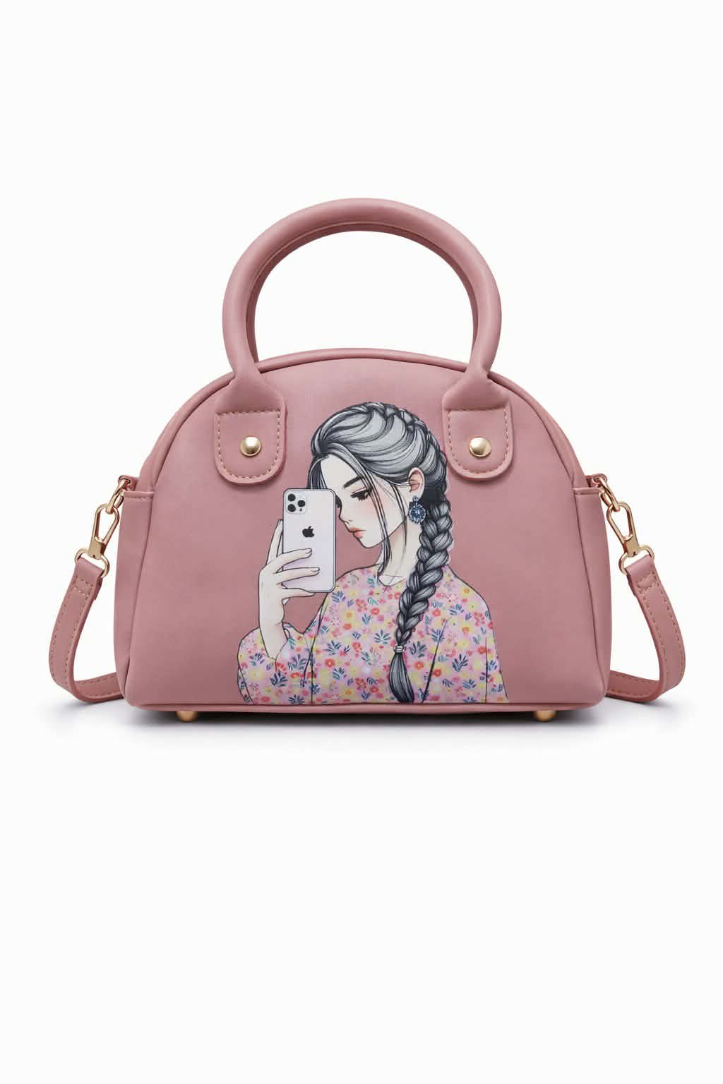 Mini Cute Handbag for Girls β PU Leather Crossbody Bag with Printed hijab Design & Top Handle - Image 5