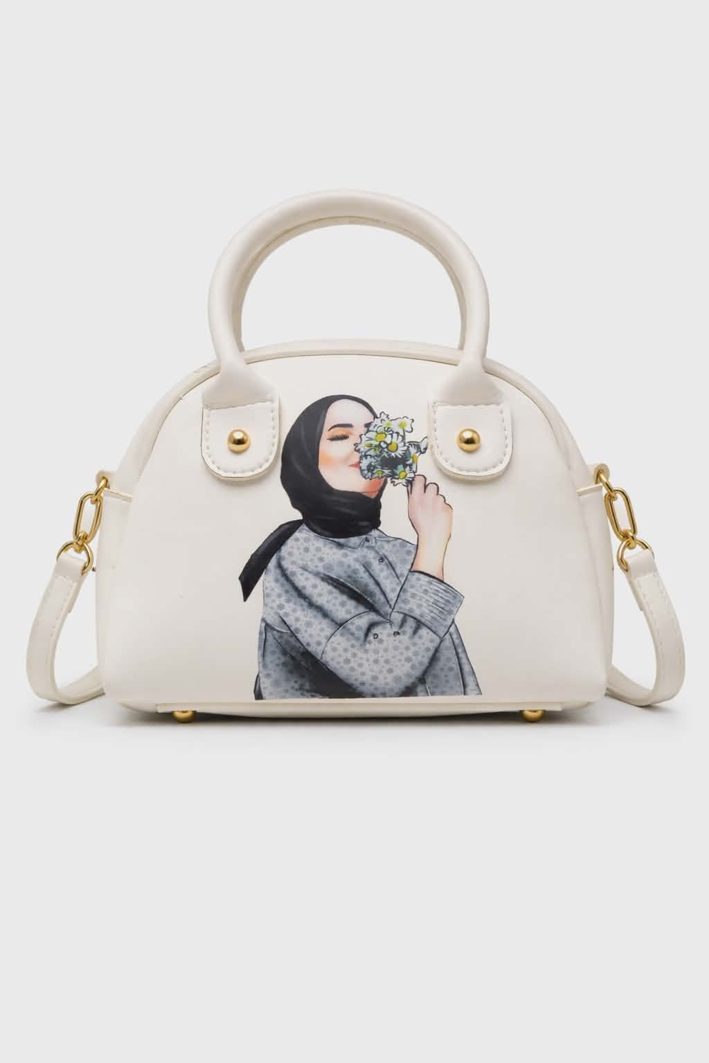 Mini Cute Handbag for Girls β PU Leather Crossbody Bag with Printed hijab Design & Top Handle - Image 9