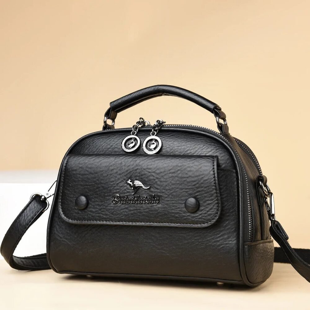 Wide Silver Leather Soft Crossbody Handbag – Elegant, Spacious; Everyday Luxury