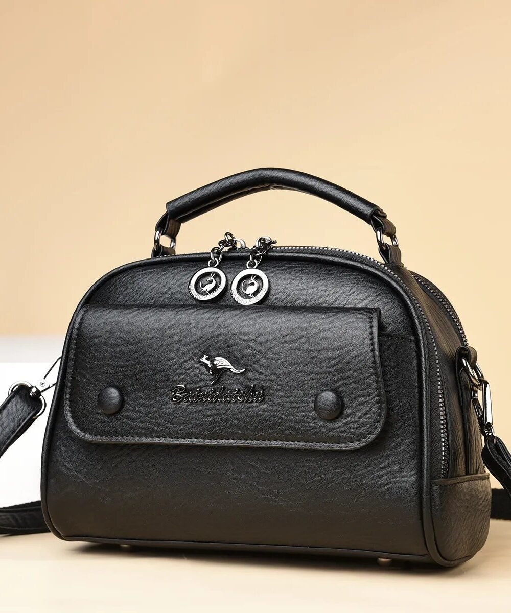 Wide Silver Leather Soft Crossbody Handbag – Elegant, Spacious; Everyday Luxury